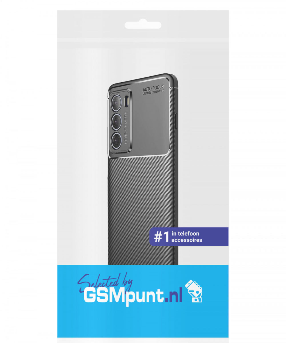Motorola Moto G200 5G Hoesje Siliconen Carbon TPU Back Cover Zwart afbeelding 10