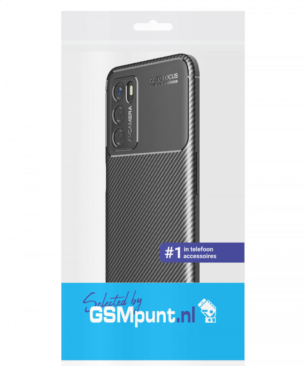 Oppo A16s/A16/Oppo A54S Hoesje Siliconen Carbon TPU Back Cover Zwart afbeelding 2