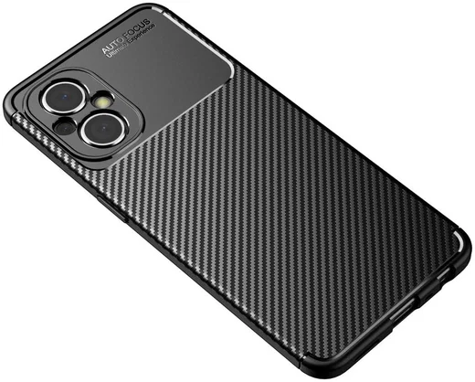 Oppo Reno 8 Lite Hoesje Siliconen Carbon TPU Back Cover Zwart afbeelding 4