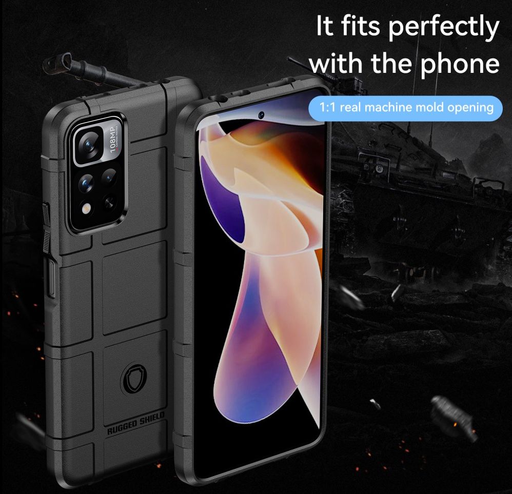 Xiaomi Redmi Note 11 Pro (5G) Hoesje Rugged Shield Back Cover Zwart afbeelding 5