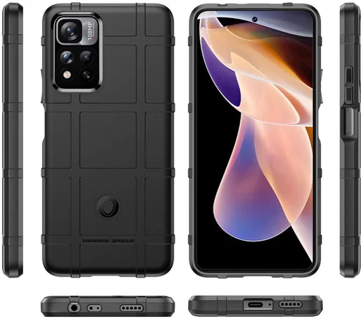 Xiaomi Redmi Note 11 Pro (5G) Hoesje Rugged Shield Back Cover Zwart afbeelding 8