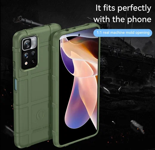 Xiaomi Redmi Note 11 Pro (5G) Hoesje Rugged Shield Back Cover Groen afbeelding 2