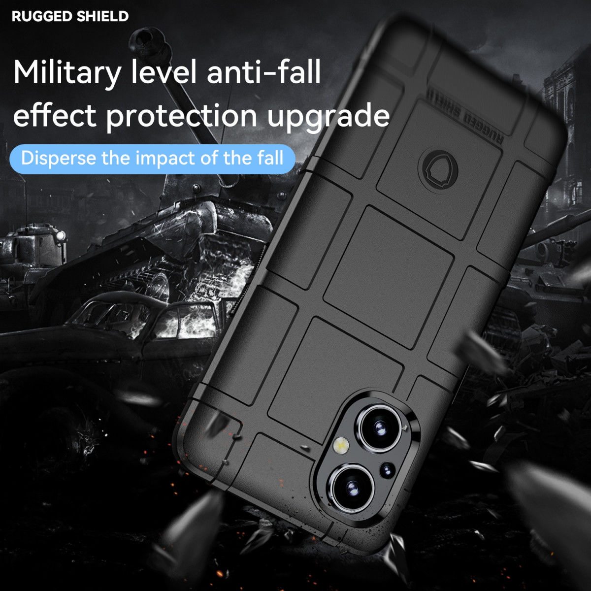 Oppo Reno 8 Lite Hoesje Shock Proof Rugged Shield Back Cover Zwart afbeelding 8