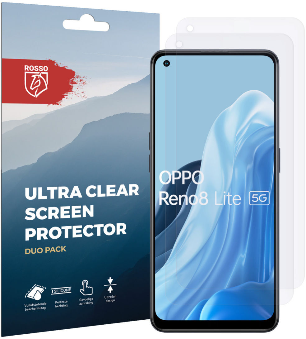 Rosso Oppo Reno 8 Lite Ultra Clear Screen Protector Duo Pack afbeelding 9