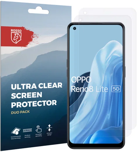 Rosso Oppo Reno 8 Lite Ultra Clear Screen Protector Duo Pack afbeelding 9