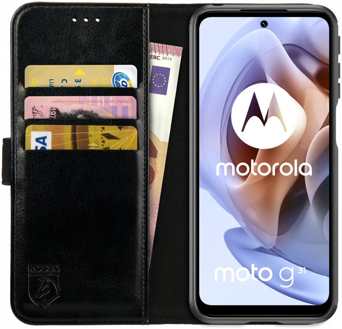 Rosso Element Motorola Moto G31 / G41 Hoesje Book Cover Wallet Zwart afbeelding 1