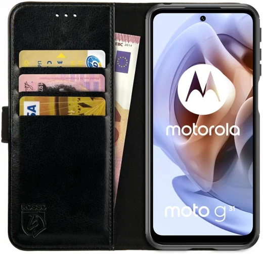 Rosso Element Motorola Moto G31 / G41 Hoesje Book Cover Wallet Zwart afbeelding 1