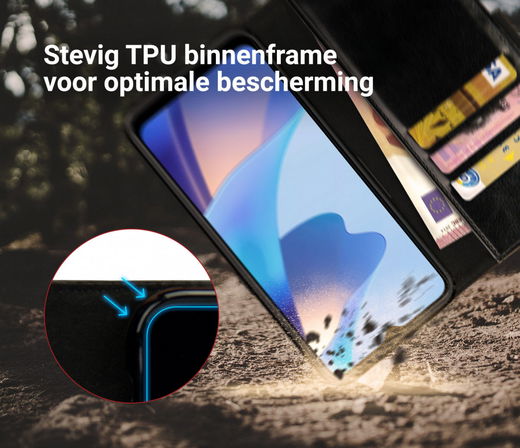 Rosso Element Oppo A16 / A16s / A54s Hoesje Book Cover Wallet Zwart afbeelding 5