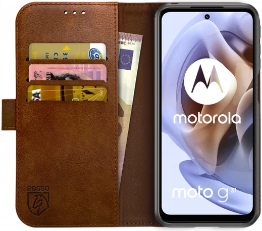 Rosso Element Motorola Moto G31 / G41 Hoesje Book Cover Wallet Bruin afbeelding 1