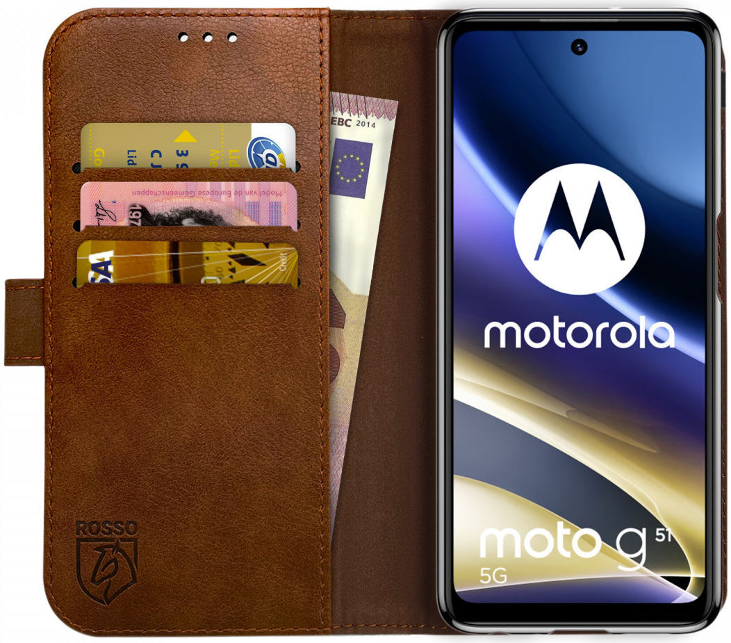 Rosso Element Motorola Moto G51 Hoesje Book Cover Wallet Bruin afbeelding 1