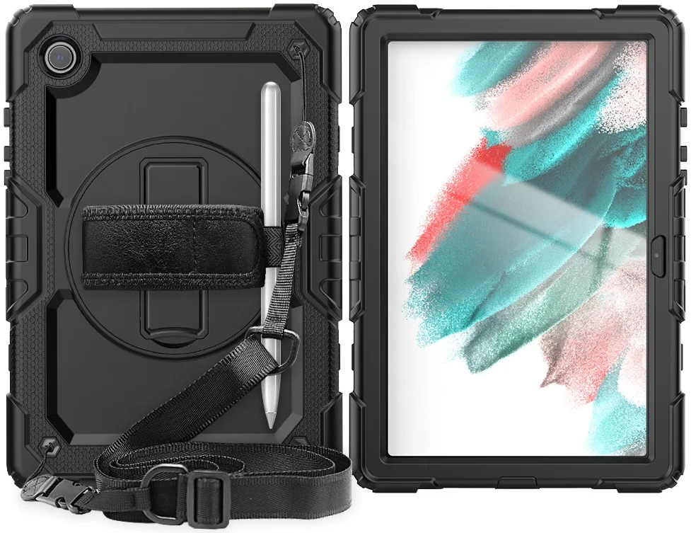 Samsung Galaxy Tab A8 Hoes met Screen Protector en Handriem Zwart afbeelding 4