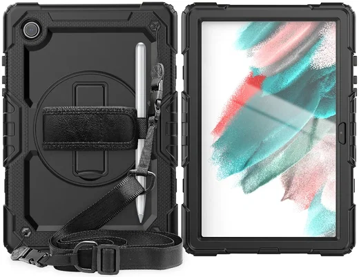 Samsung Galaxy Tab A8 Hoes met Screen Protector en Handriem Zwart afbeelding 4
