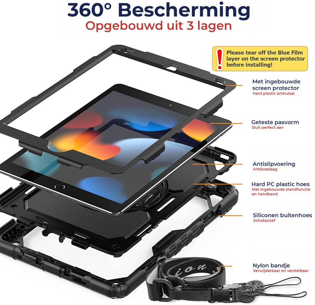 Samsung Galaxy Tab A8 Hoes met Screen Protector en Handriem Zwart afbeelding 2