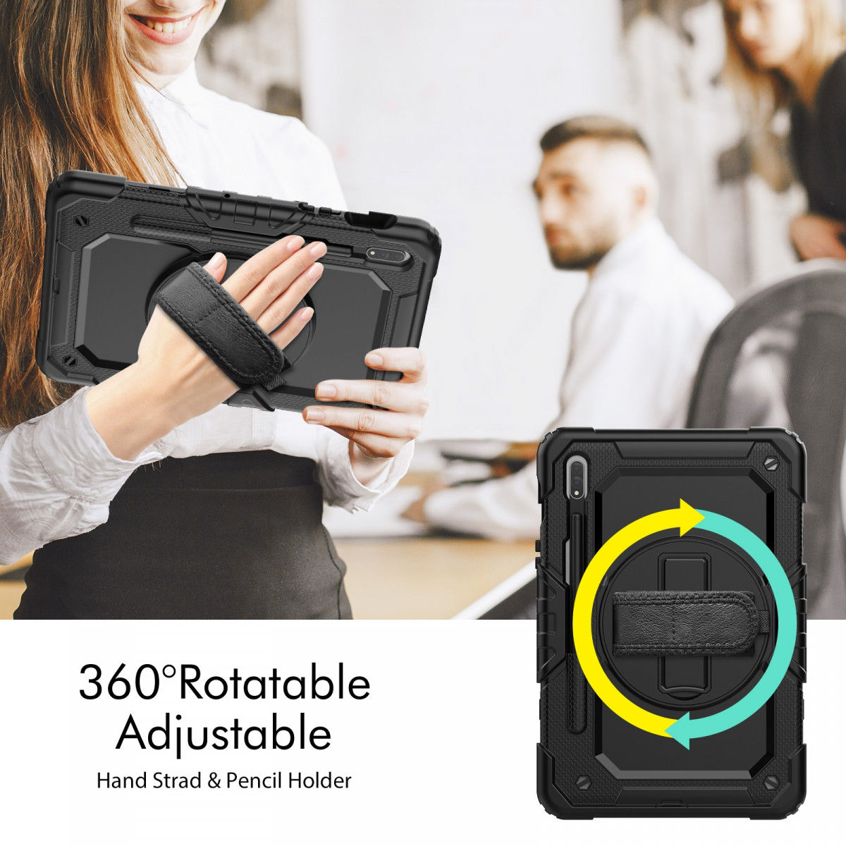 Samsung Galaxy Tab S8 Hoes met Screen Protector en Handriem Zwart afbeelding 5