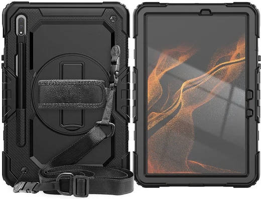 Samsung Galaxy Tab S8 Hoes met Screen Protector en Handriem Zwart afbeelding 13