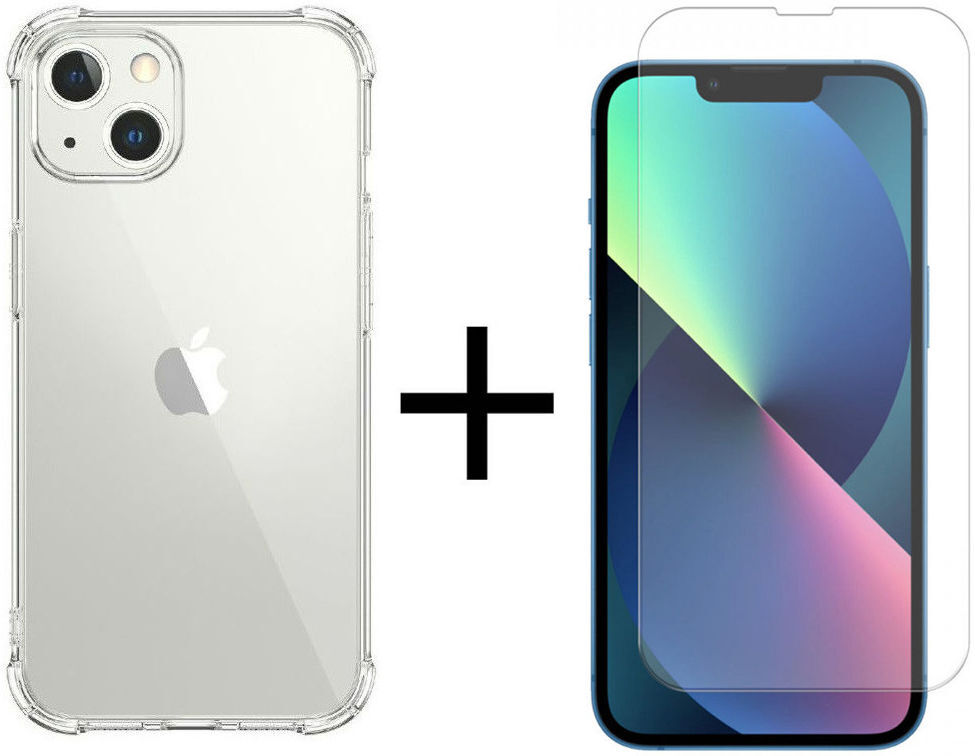 Apple iPhone 13 Hoesje + Tempered Glass Screen Protector afbeelding 1