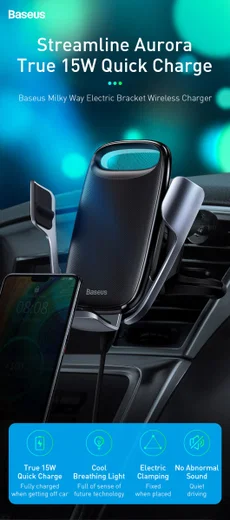 Baseus Telefoonhouder Auto Ventilatierooster met Draadloos Opladen 15W afbeelding 7