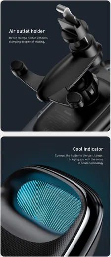 Baseus Telefoonhouder Auto Ventilatierooster met Draadloos Opladen 15W afbeelding 11