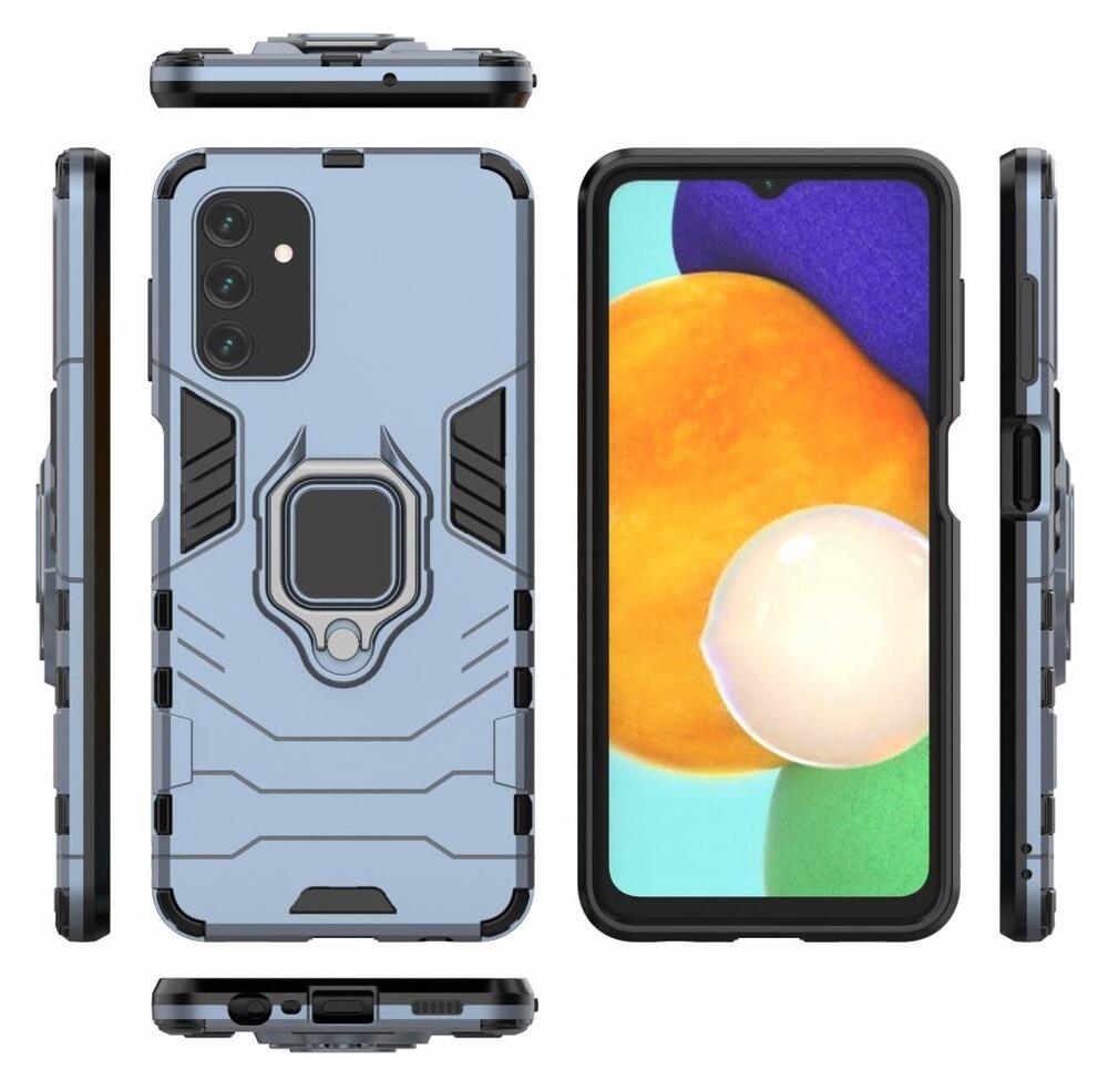 Samsung Galaxy A13 4G Hoesje Metalen Magnetische Ring Kickstand Blauw afbeelding 6