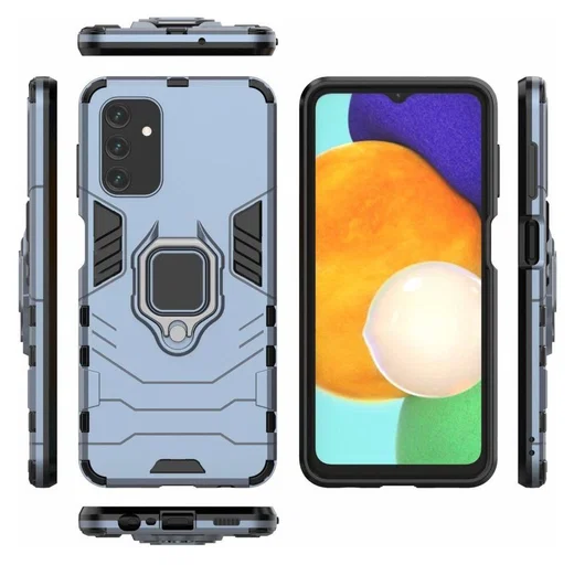 Samsung Galaxy A13 4G Hoesje Metalen Magnetische Ring Kickstand Blauw afbeelding 6