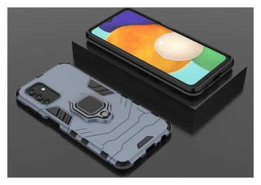 Samsung Galaxy A13 4G Hoesje Metalen Magnetische Ring Kickstand Blauw afbeelding 7