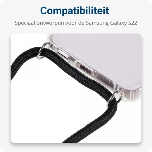 Samsung Galaxy S22 Hoesje met Koord Shockproof TPU Transparant afbeelding 4