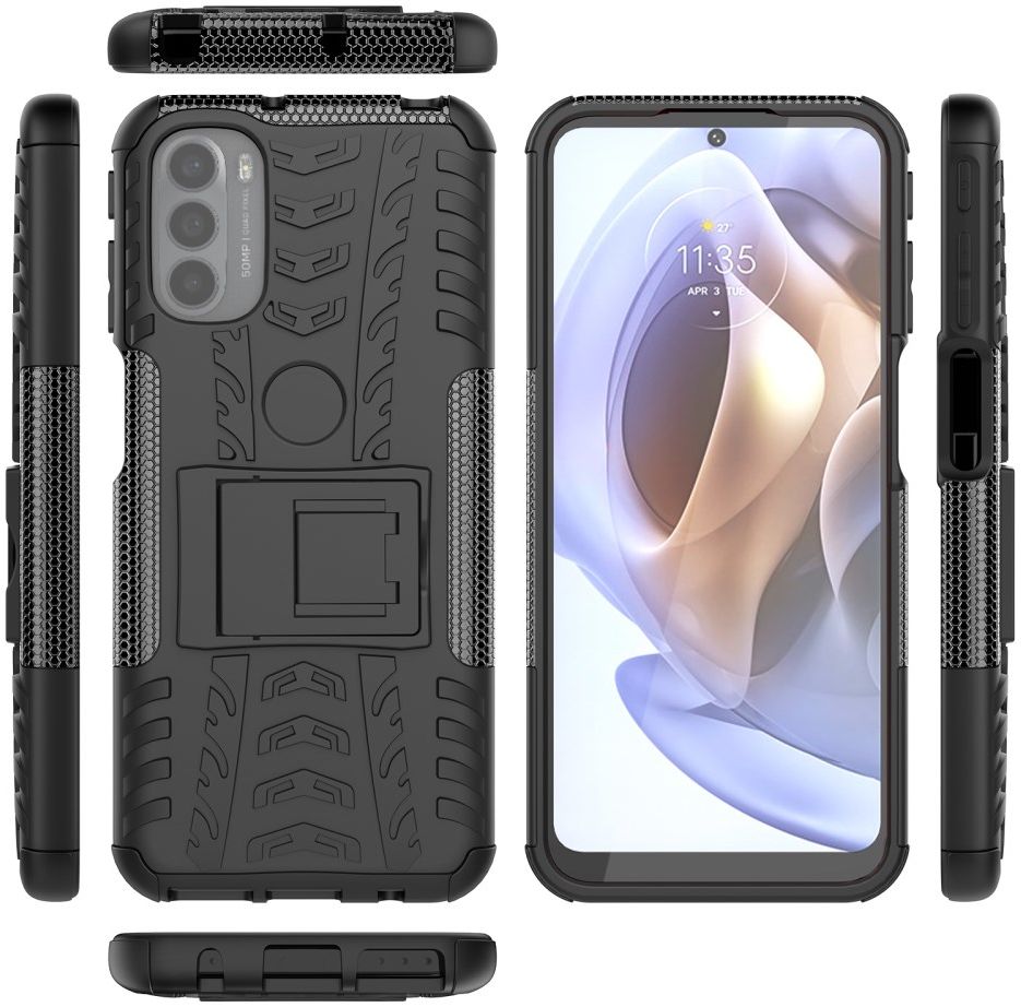 Motorola Moto G31 / G41 Robuust Hybride Hoesje Zwart afbeelding 9