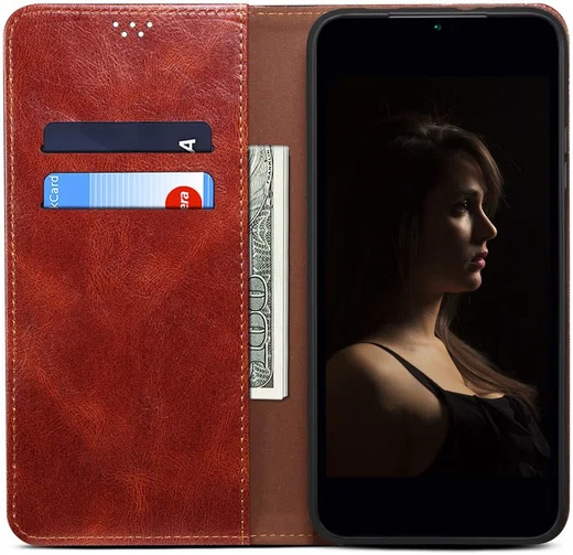Realme 9 Pro Hoesje Portemonnee Book Case Kunstleer Bruin afbeelding 1