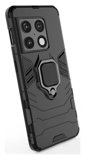 Oneplus 10 Pro Hoesje Metalen Magnetische Ring Kickstand Zwart afbeelding 3