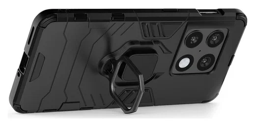 Oneplus 10 Pro Hoesje Metalen Magnetische Ring Kickstand Zwart afbeelding 5