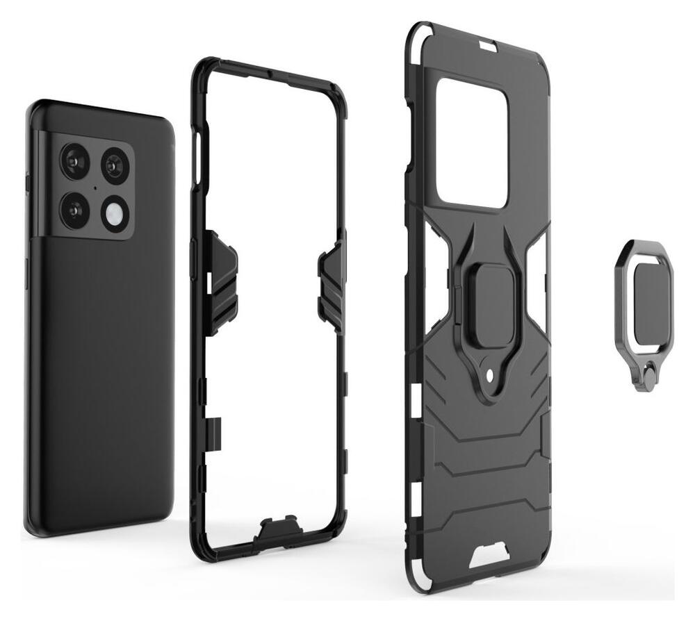 Oneplus 10 Pro Hoesje Metalen Magnetische Ring Kickstand Zwart afbeelding 6