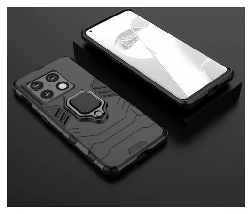 Oneplus 10 Pro Hoesje Metalen Magnetische Ring Kickstand Zwart afbeelding 8