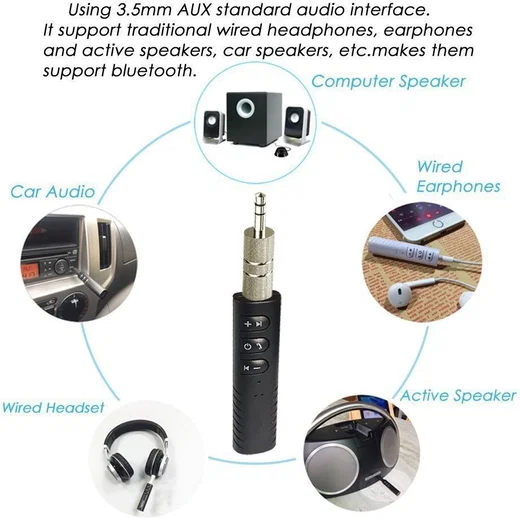 Bluetooth Audio Receiver 3.5mm Jack voor Aux Apparaten Zwart afbeelding 11