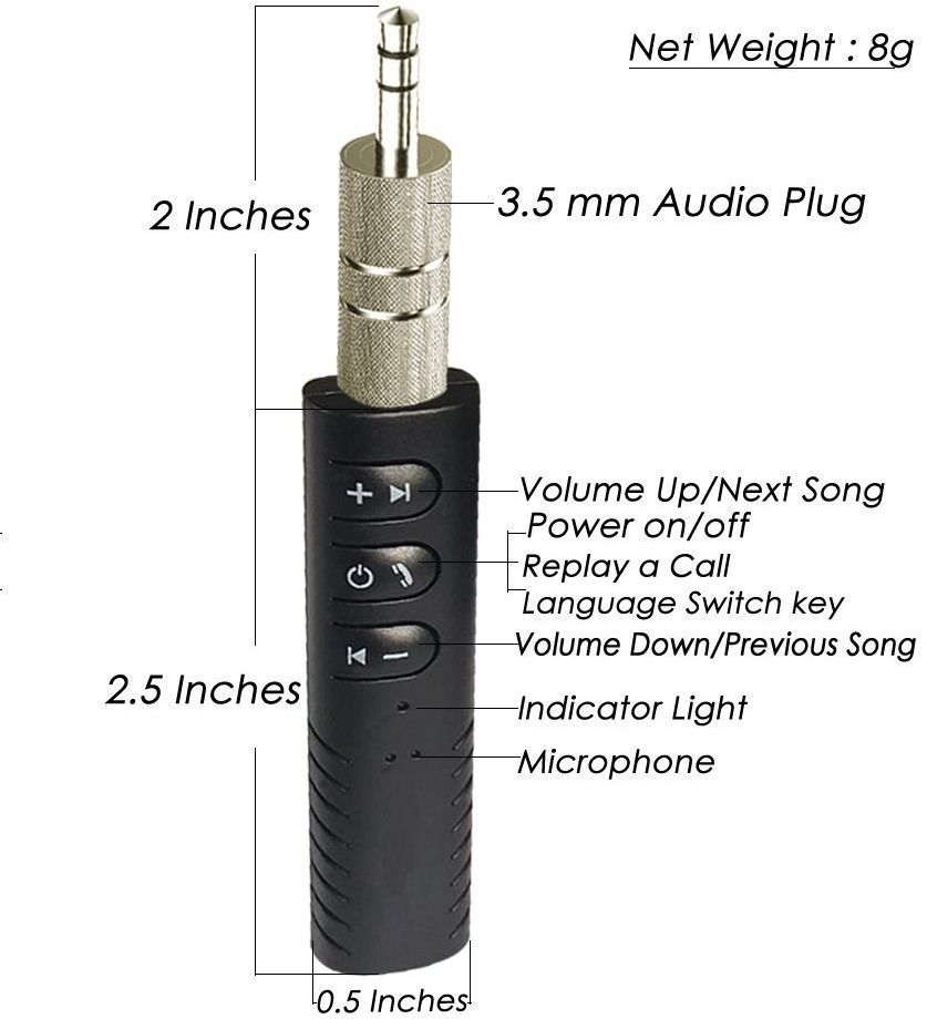 Bluetooth Audio Receiver 3.5mm Jack voor Aux Apparaten Zwart afbeelding 3