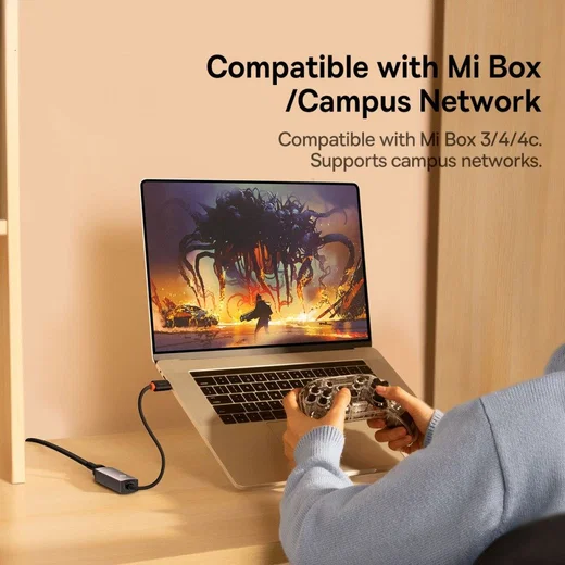Baseus Lite RJ45 USB-C naar Ethernet LAN Adapter 1.000 Mbps afbeelding 10