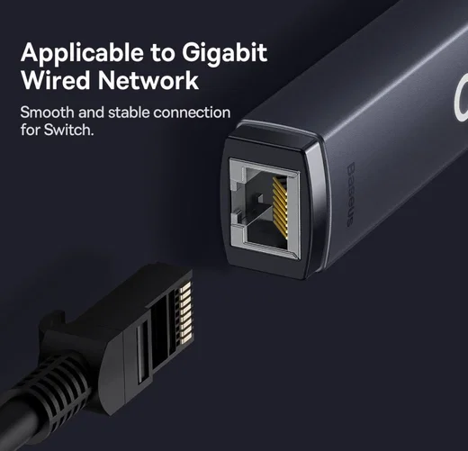 Baseus Lite RJ45 USB-C naar Ethernet LAN Adapter 1.000 Mbps afbeelding 8