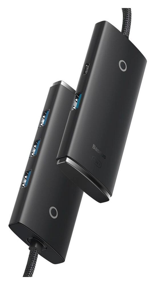 Baseus 5-in-1 USB-C Adapter USB-A 25 Centimeter Kabel Zwart afbeelding 2