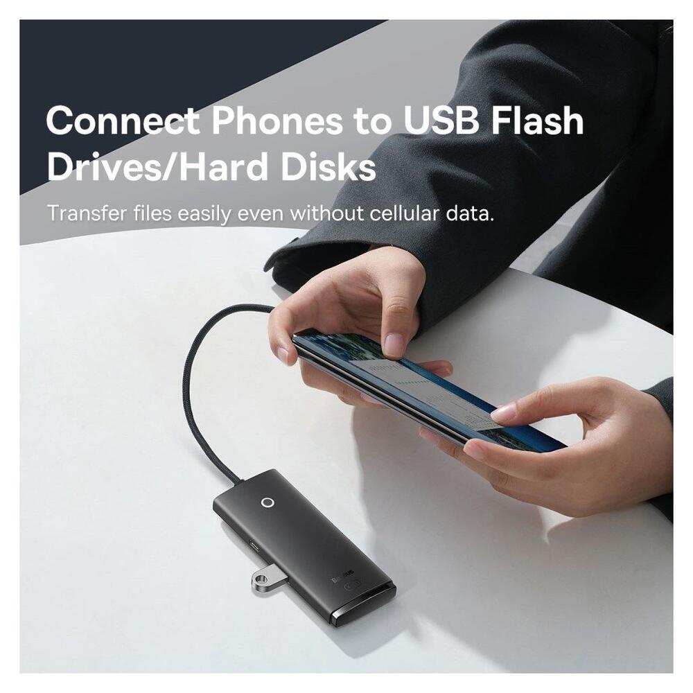 Baseus 5-in-1 USB-C Adapter USB-A 25 Centimeter Kabel Zwart afbeelding 6