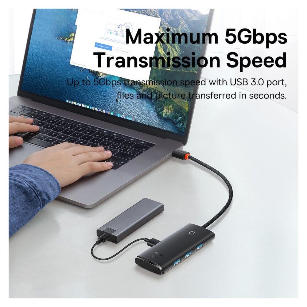 Baseus 5-in-1 USB-C Adapter USB-A 25 Centimeter Kabel Zwart afbeelding 7