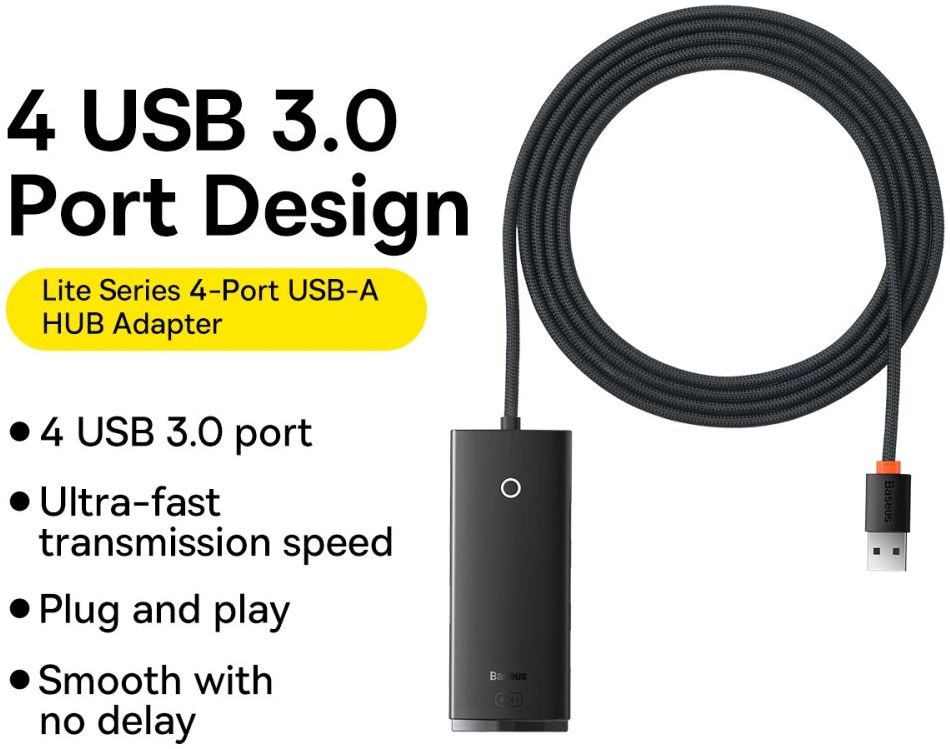 Baseus 5-in1 USB-C Adapter USB-A 2 Meter Kabel Zwart afbeelding 3