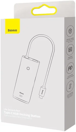 Baseus Lite 6-in-1 USB-C Hub naar HDMI/2x USB 3.0/USB-C PD/SD/TF Zwart afbeelding 17