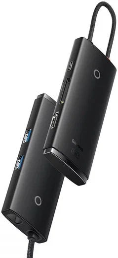 Baseus Lite 6-in-1 USB-C Hub naar HDMI/2x USB 3.0/USB-C PD/SD/TF Zwart afbeelding 1