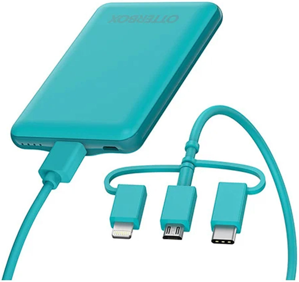 OtterBox USB-A Powerbank 5.000 mAh 10W met 3-in-1 Kabel 1M Blauw afbeelding 1