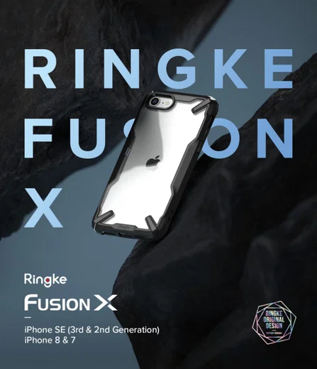 Ringke Fusion X iPhone SE (2020/2022) / 8 / 7 Hoesje Transparant Zwart afbeelding 10