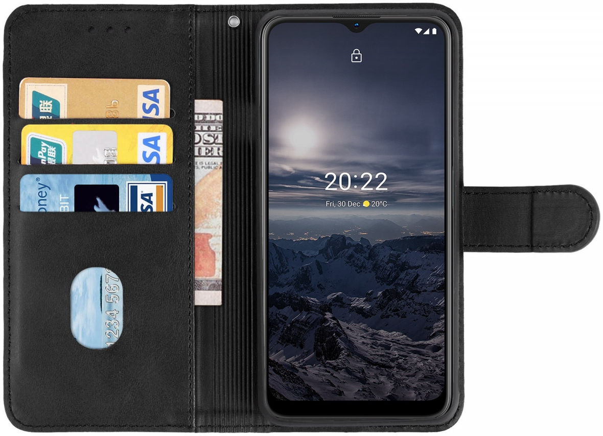 Nokia G11 / G21 Hoesje Portemonnee Wallet Book Case met Bandje Zwart afbeelding 1
