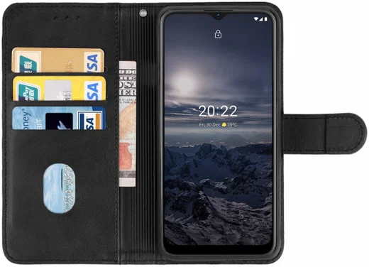 Nokia G11 / G21 Hoesje Portemonnee Wallet Book Case met Bandje Zwart afbeelding 1