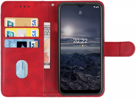 Nokia G11 / G21 Hoesje Portemonnee Wallet Book Case met Bandje Rood afbeelding 1