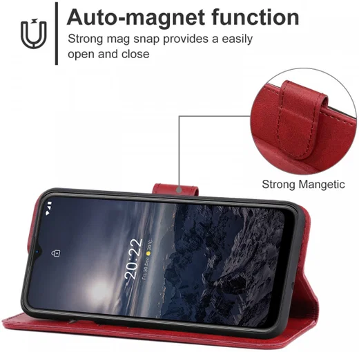 Nokia G11 / G21 Hoesje Portemonnee Wallet Book Case met Bandje Rood afbeelding 3
