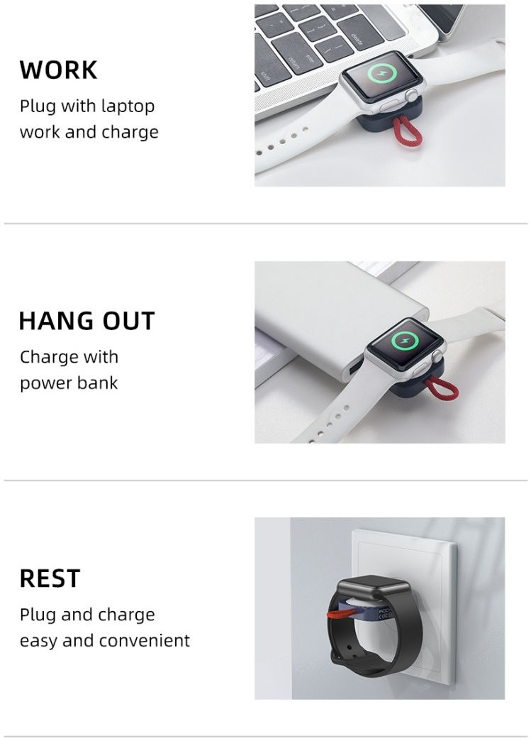 ROCK Compacte Magnetische USB-C Apple Watch Oplader 2.5W Wit afbeelding 10