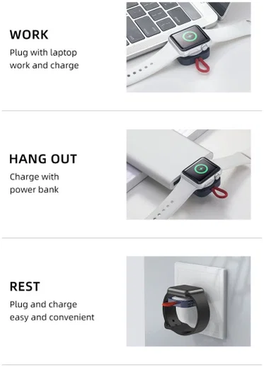ROCK Compacte Magnetische USB-C Apple Watch Oplader 2.5W Wit afbeelding 10